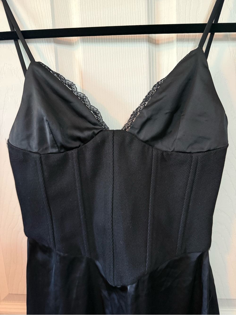 Tiger Mist Taos Mini Corset Satin Dress Black Lace-Trim Size Small - Picture 3 of 14